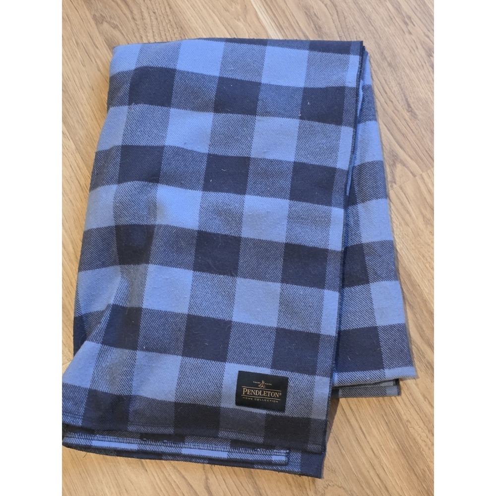 Pendleton Blue & Navy Buffalo Plaid Throw Blanket 52" X 70" 100% Polyester Cozy